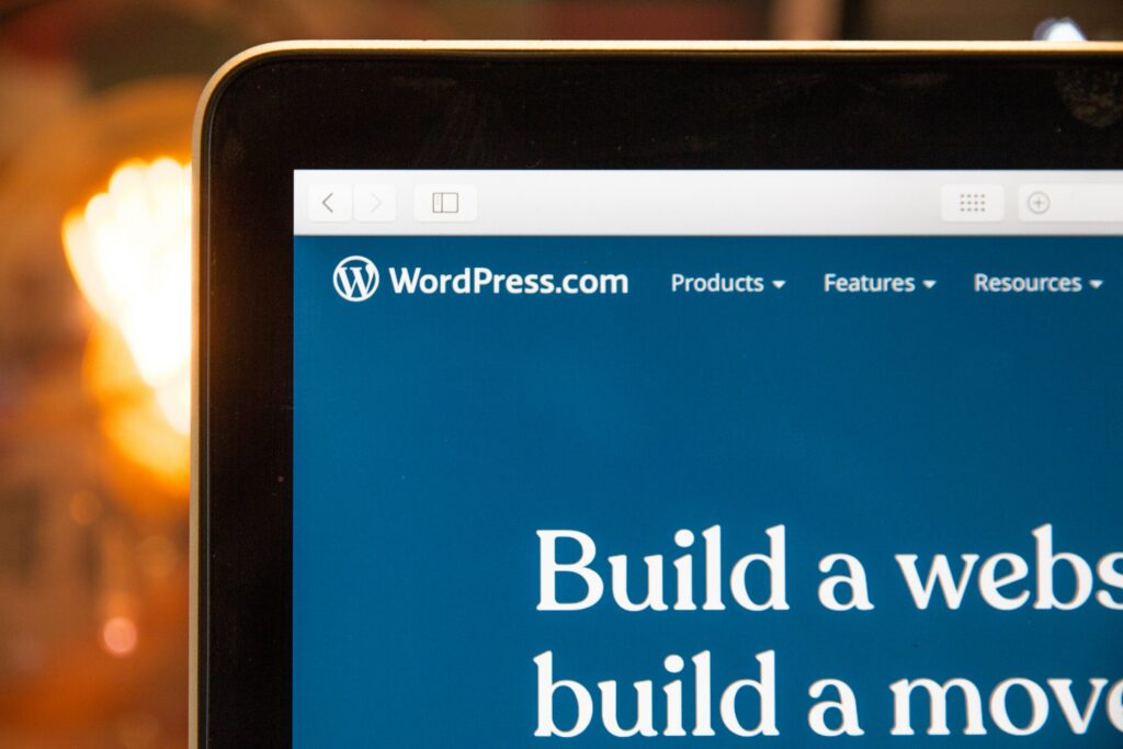 Wordpress page open on screen