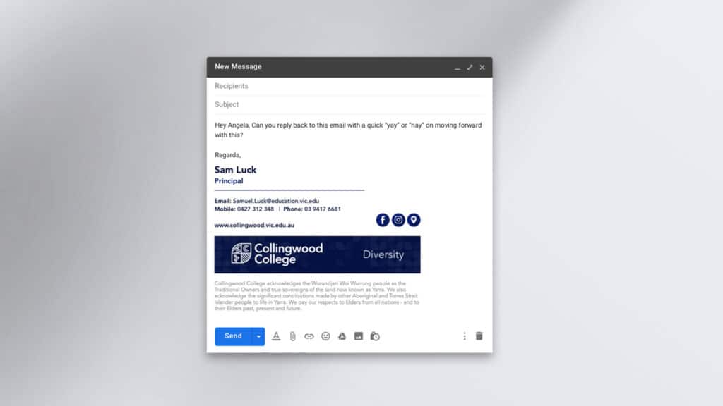 Collingwood College - Email Signature - Brand Identity by Beyond Web